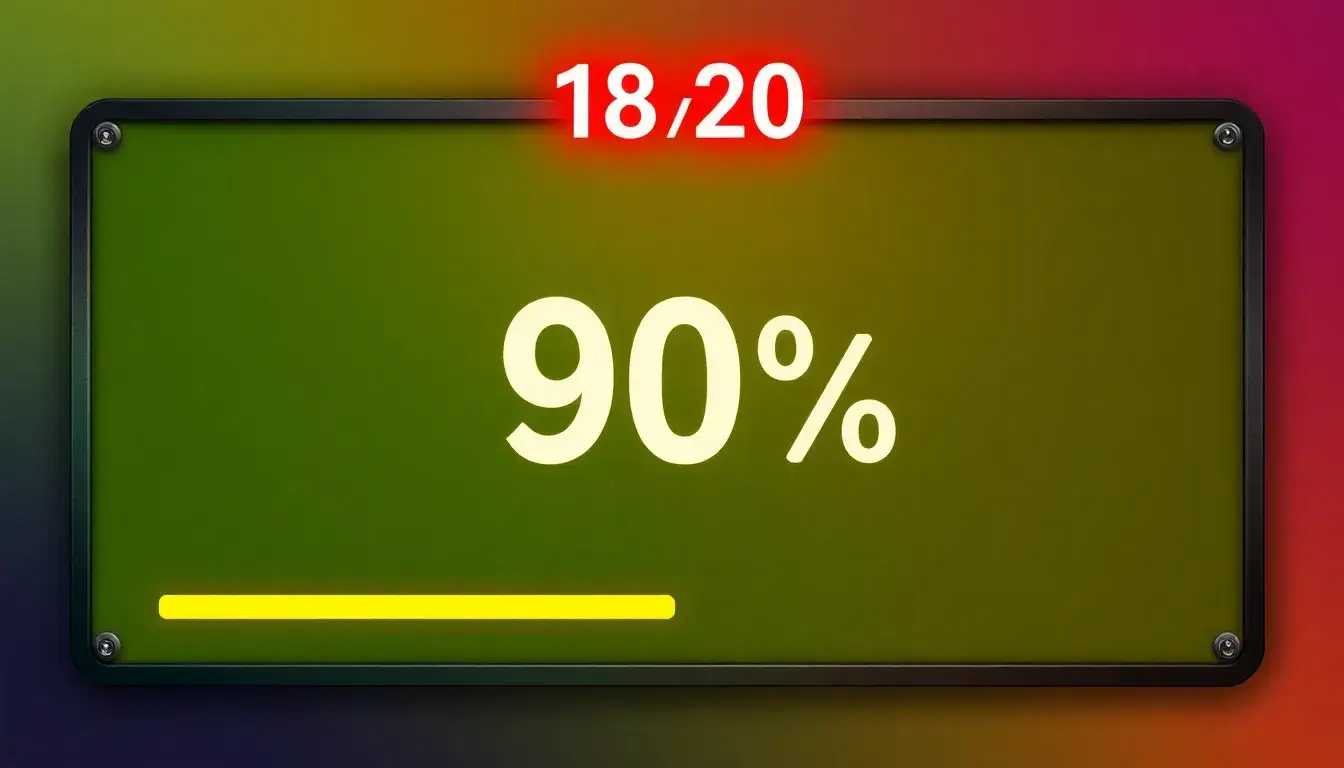 18 out of 20 as a percentage